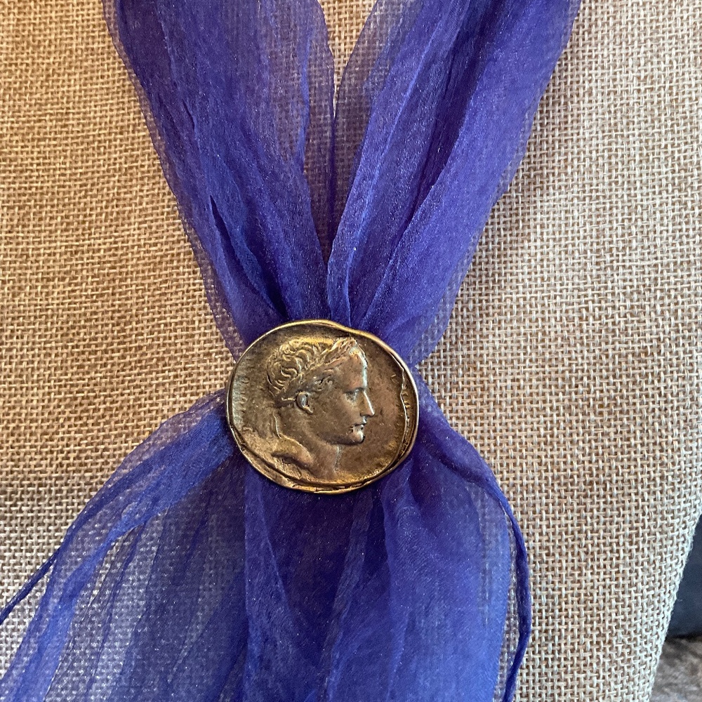 Vintage XIIX Roman Coin Scarf Ring